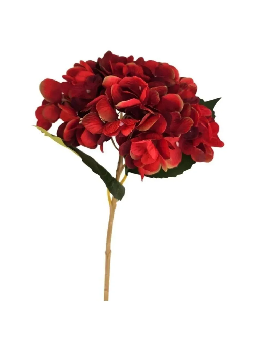 Red Artificial Hydrangea Stem Silk Flower Deep Red Faux Floral Wedding Decor